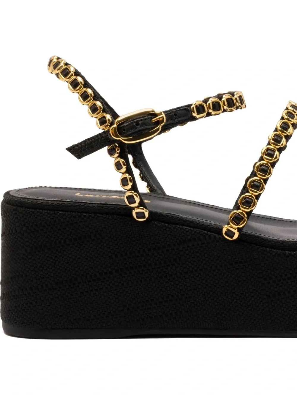 Larroude Platform Sandals with Gold Chain Trim